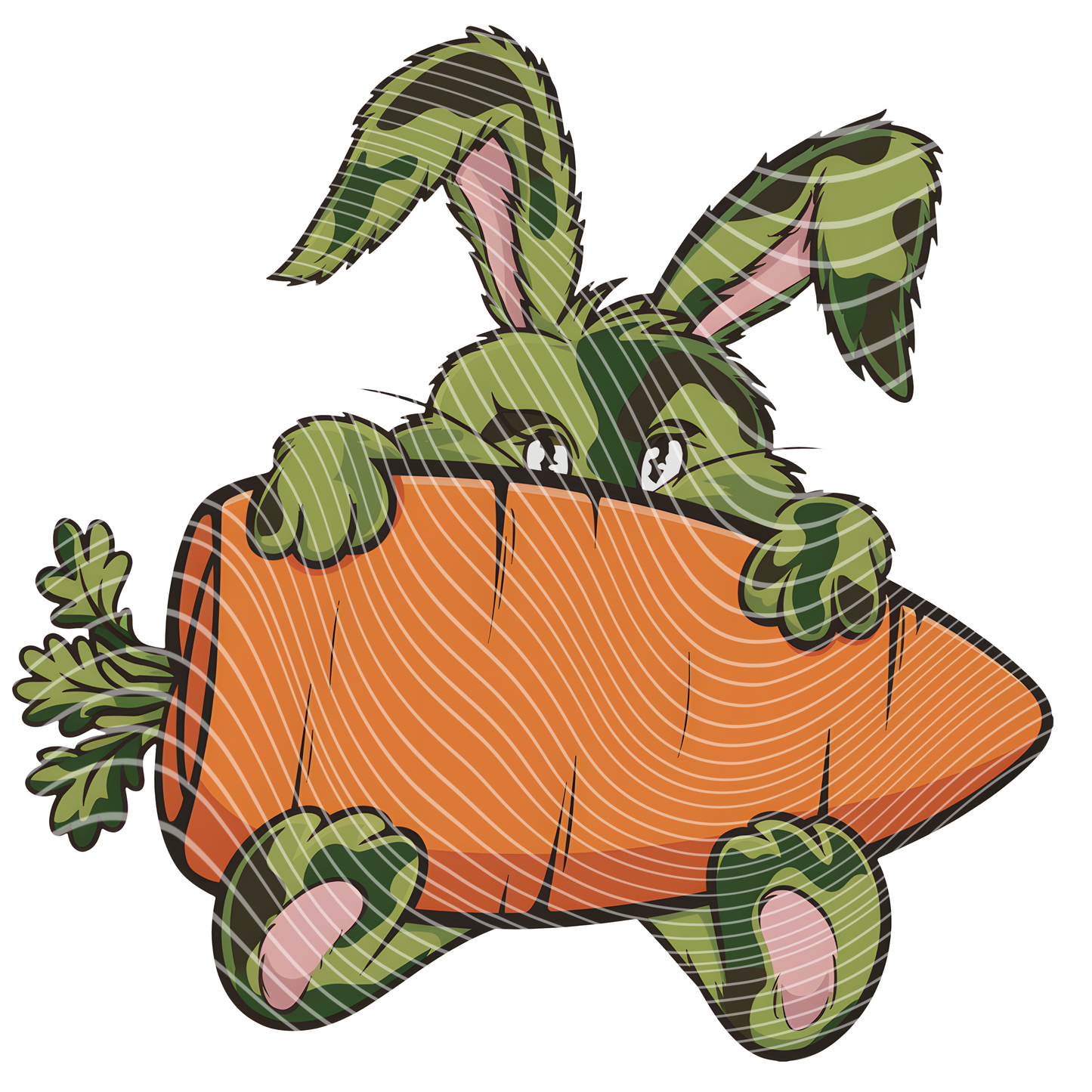 Camo Bunny With Carrot Transfer