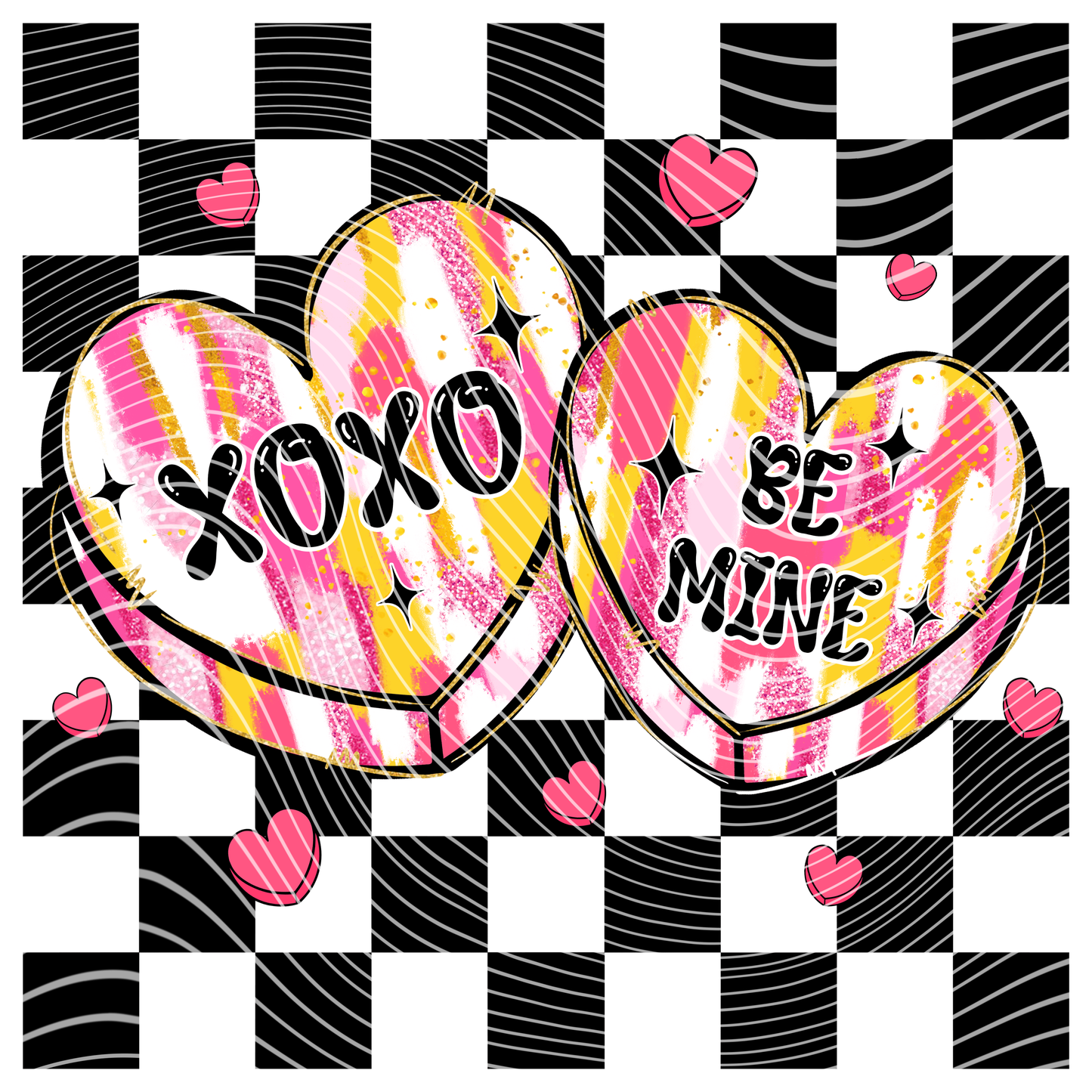 Checkered Candy Hearts Transfer