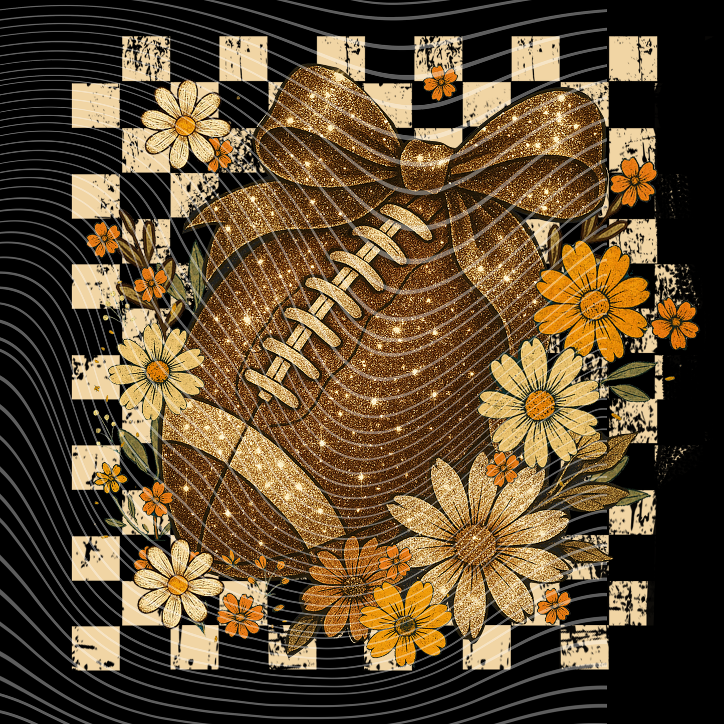 Floral Glitter Football