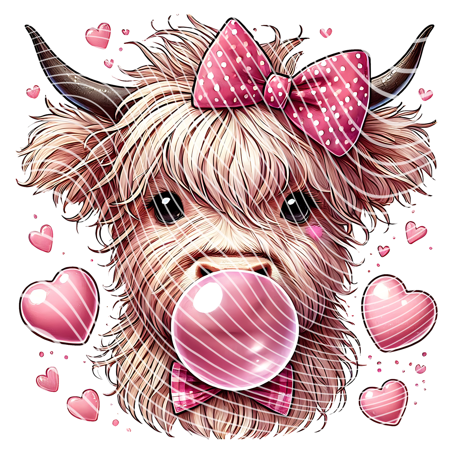 Valentine's Day Highland Cow Transfer