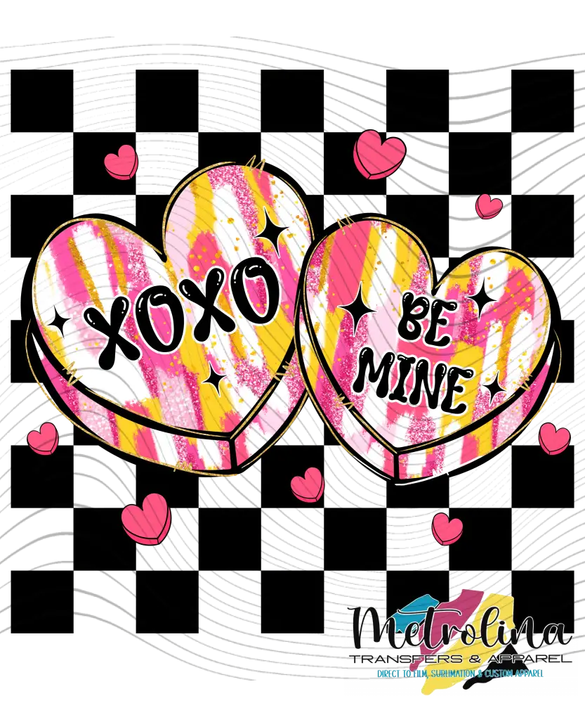 Checkered Candy Hearts Transfer