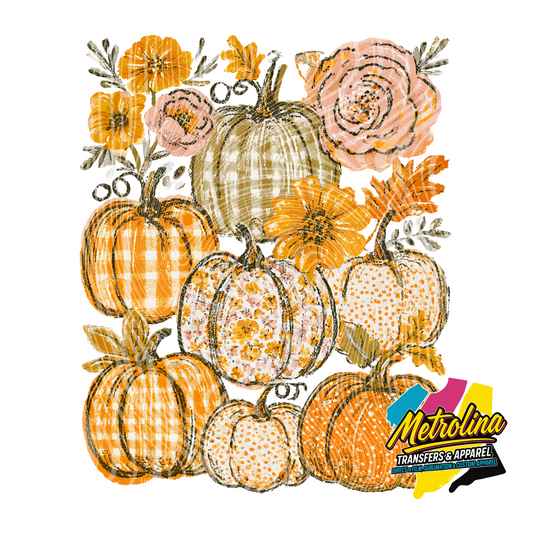 Floral Pumpkins Transfer