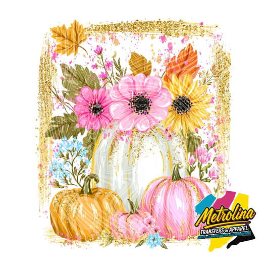 Glitter Floral Pumpkins Transfer