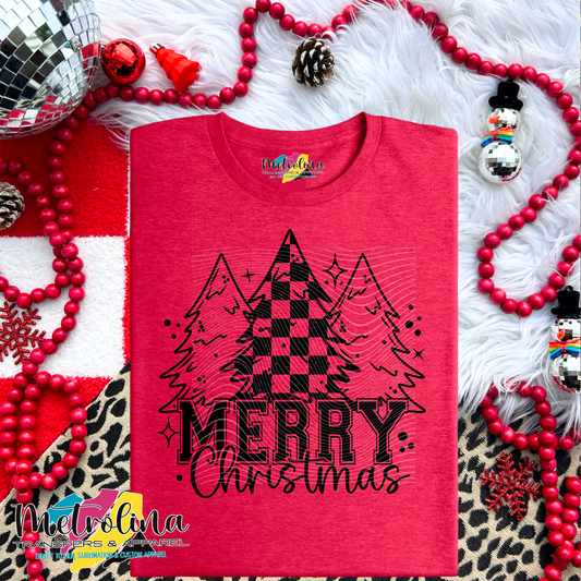 Merry Christmas Checkered Tee