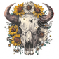 Sunflower Cow Skull Transfer