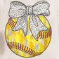 Yellow Softball Bow Transfer