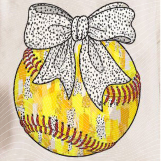 Yellow Softball Bow Transfer